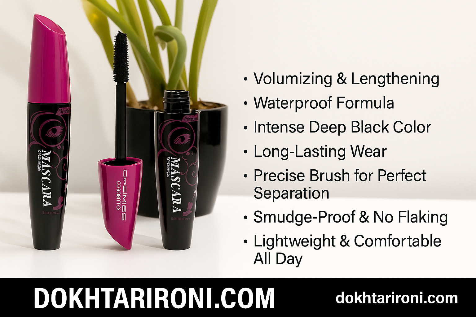 ریمل کمس درب بنفش KEMISS Waterproof Mascara حجم‌دهنده و بلندکننده مشکی عمیق