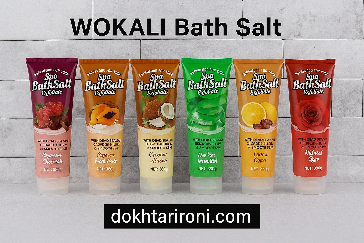 نمک بدن وکالی WOKALI شش رایحه – لایه‌بردار و آبرسان پوست WOKALI Bath Salt 6 Scents – Whitening & Exfoliating Body Scrub